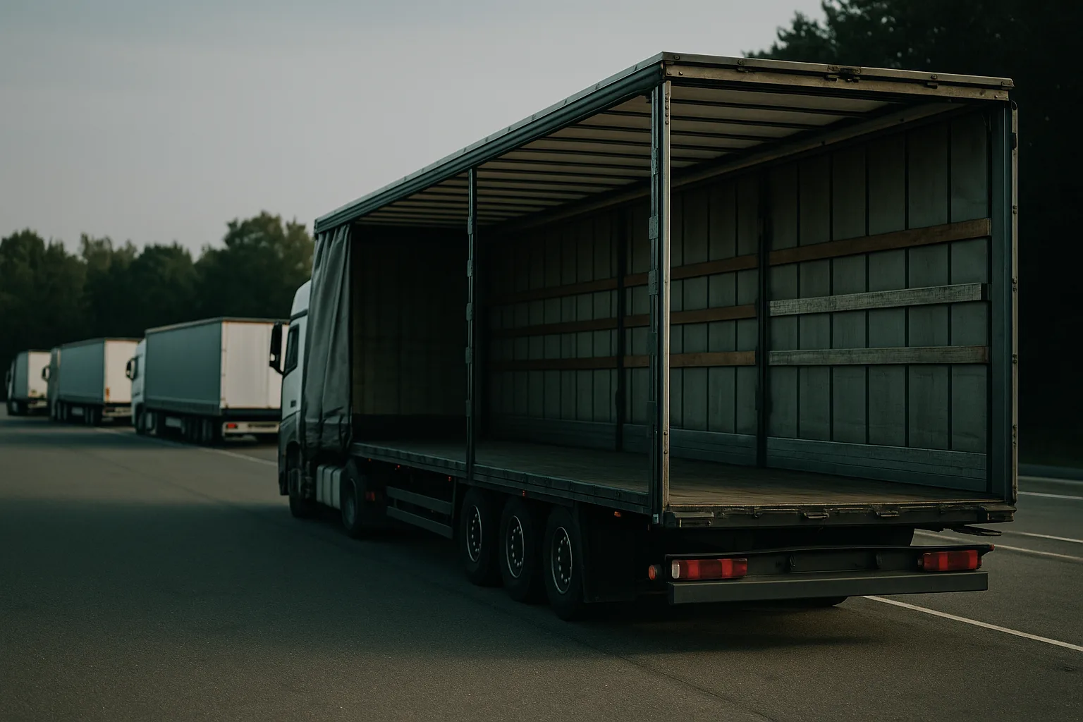 Pusta naczepa na parkingu w Niemczech